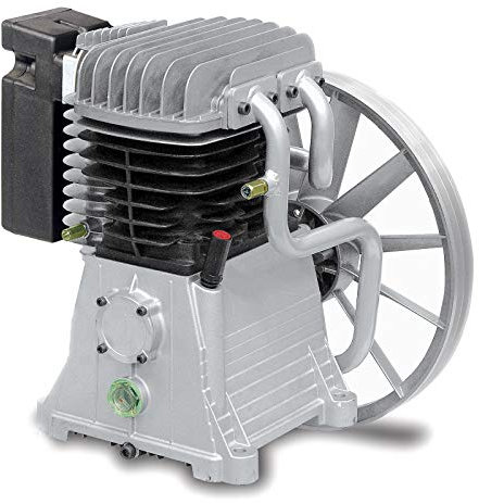 Unidad de bombeo compresor de aire, 827 l/min, con cabezal, 2 cilindros y doble etapa, 5,5 KW