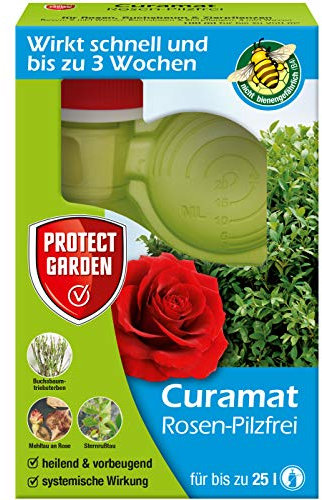 PROTECT GARDEN Curamat Rosen-Pilzfrei, Konzentrat gegen Pilzkrankheiten an Rosen und Zierpflanzen sowie gegen Buchsbaumtriebssterben, 100 ml