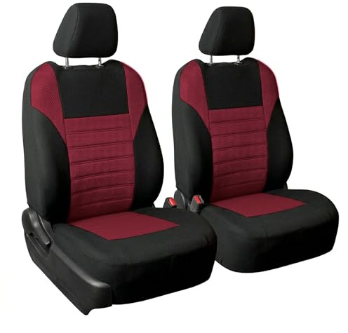 FH GROUP Car Seat Covers Premium 3D Air Mesh Front Pair Set Airbag Compatible Burgundy and Black Automotive Seat Covers Universal Fit Interior Accessories for Cars Trucks and SUVs FB068102