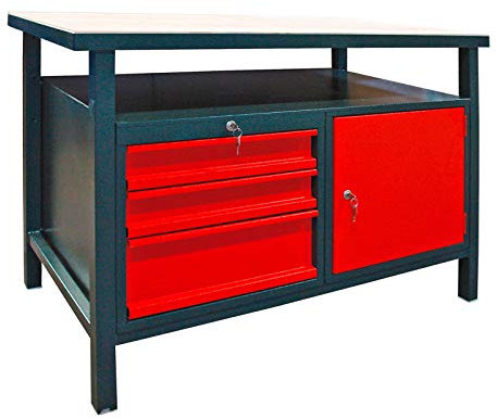 Werkbank Werktisch Arbeitstisch Werkstatt Tisch mit 3 Schubladen + 1 Türe anthrazit