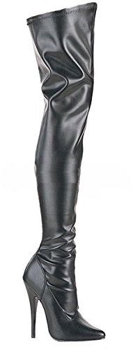 Higher-Heels PleaserUSA Overknee-Stiefel Domina-3000 Mattschwarz Gr. 48