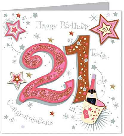 Large Luxury Handmade 21st Birthday Card - Female