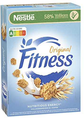 Nestlé FITNESS, Frühstücks-Flakes aus 57% Vollkorn, Frühstücks-Flakes mit weniger Zucker, mit Vitamin B2, B6, Calcium & Eisen, 1er Pack (1x375g)