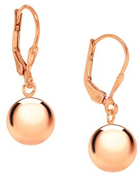 Tuscany Silver Women's Sterling Silver Rose Gold Plated 10mm Ball Drop Earrings