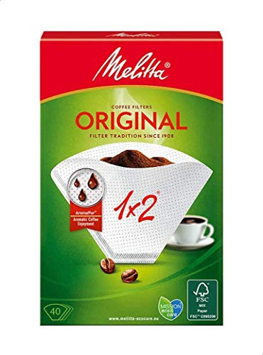 Melitta 6653095 Papel Filtro Cafetera 1x2, Blanco