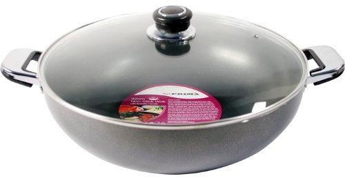 Prima 32cm N/S Wok with Glass Lid -Double Handle