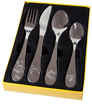 Kikaninchen Besteck 4-teilig mit Gabel, Messer und Löffel