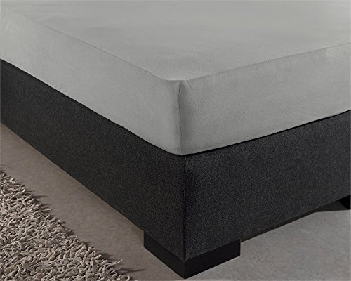 Sleeptime Spannbettlaken 100% Baumwolle - Bettlaken fur Standard Matratzen bis 30cm - Feuchtigkeit absorbierend und temperaturausgleichend - Grau - 160 x 200 cm