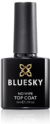 BLUESKY No Wipe Top Coat 10 ml, Clear Gel Nail Polish Top Coat for 21 Day Manicure, Professional, Salon and Home Use, Requires Curing Under LED UV Nail Lamp