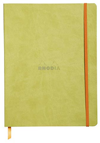 RHODIA 117556C - Anise Soft Notebook - 19x25 cm - Dot Dot - 160 pages - Ivory Clairefontaine Paper 90 g/m - Bookmark, Elastic Closure - Faux Leather Cover - Rhodiarama Collection