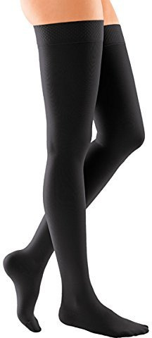 medi Duomed Soft (BS CCL 1) Compression Stockings Thigh Length with Silicone topband Closed Toe Black X X Large