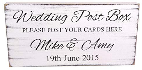 Personalised - Wedding Post Box Sign - white Free Standing Vintage Table Sign - Shabby but Chic