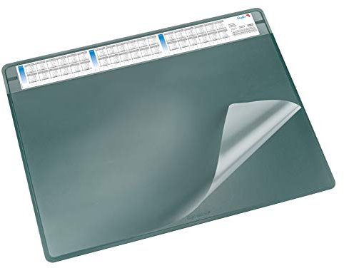 Läufer 47651 Durella Soft Schreibtischunterlage mit transparenter Auflage und Kalender, rutschfeste Schreibunterlage, Zubehör für Schreibtisch, 50 x 65 cm, grün