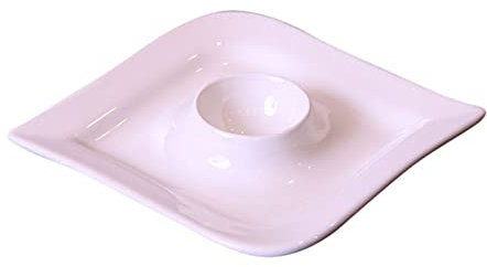 Schillerbach Eierbecher Weiß modern, Eierbecher Halter, Eierbecher Porzellan weiß mit Ablage