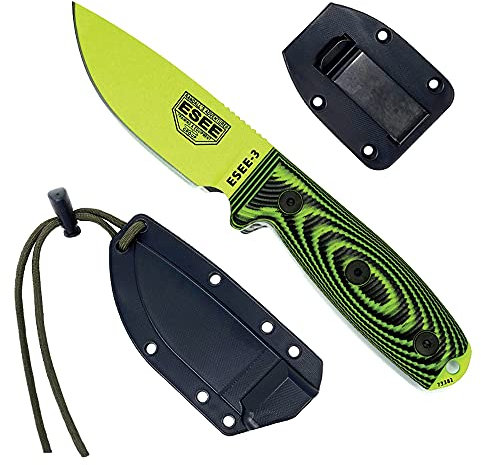 ESEE -3 1095 acier au carbone, gaine noire (lame verte Venom, poignée G-10 3D)