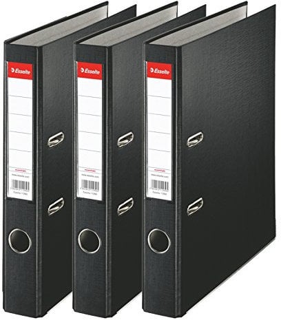 Esselte 624298 - Archivador con anillas (Capacidad 550 hojas, 3 unidades), negro, 50 mm