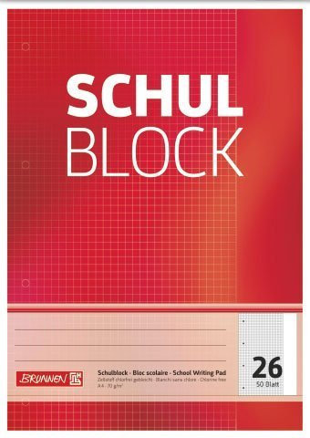 papieto Schulblock/Schreibblock (Din A4-50 Blatt/gelocht) LINEATUR FREI WÄHLBAR (Lineatur 26)