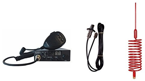 Moonraker Minor II Plus CB Radio Kit, 80 Channel, 12v/24v, with 155cm Tornado Stinger Antenna and Roof Mount (Red)
