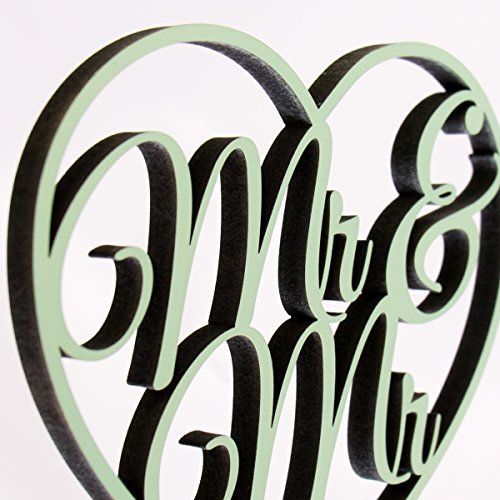 KLEINLAUT 3D-Schriftzug Cake Topper Mr. & Mr. im Herz in Größe: 15 x 20,3 cm - Dekobuchstaben - 32 Farben zur Wahl - Neon Rot