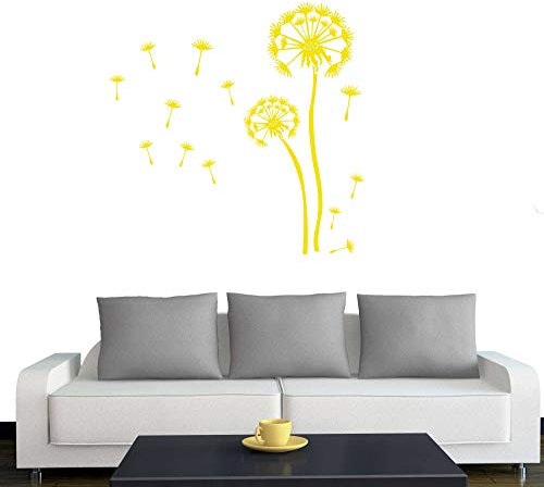 A350 Wandtattoo 2x Pusteblumen + 25 Samen 120cm / 80cm schwefel (erh. in 40 Farben + 3 Größen)