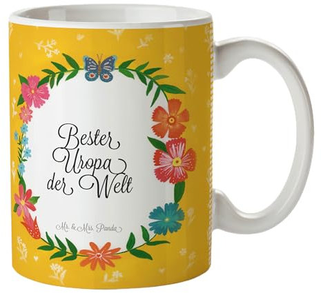 Mr. & Mrs. Panda Tasse Uropa - Geschenk, Kleinigkeit, Kaffeetassen, Porzellantasse, Bester, Oppa, Teebecher, Designer Tasse, Becher