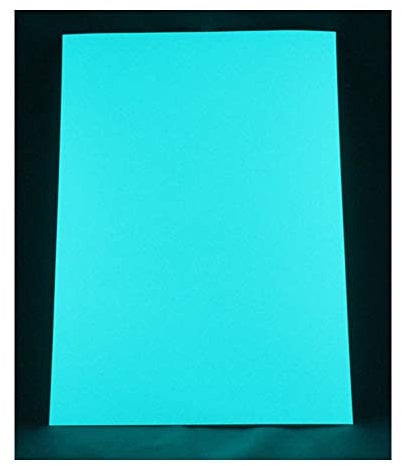 LUMENTICS Leuchtfolie Aufkleber BlauGrün A4 - Im Dunkel leuchtende Klebefolie. Nachleuchtende UV Farbfolie zum Basteln, Zuschneiden oder Bedrucken.