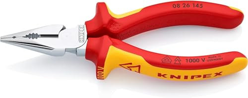 Knipex Needle-Nose Combination Pliers chrome-plated, insulated with multi-component grips, VDE-tested 145 mm (self-service card/blister) 08 26 145 SB