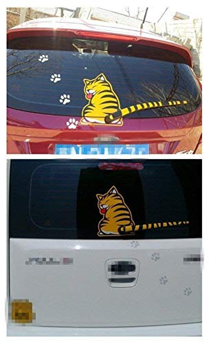 SwirlColor Auto Scheibenwischer Aufkleber, Auto Karikatur Lustig Katze Heck Fenster Abziehbild Aufkleber Dekor 1 Stück (Gelb)