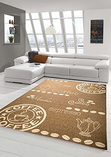 Traum Teppich Küchenteppich Sisal moderner Küchenläufer flachgewebt Coffee Espresso Mocha braun beige Größe 160 x 220 cm