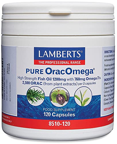 Lamberts OracOmega – Omega 3 Fish Oil with Plant Antioxidants – 760mg Omega 3 – 60 Capsules