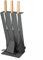 Kaminbesteck - anthrazit beschichtet mit Griffen aus Holz B/H/T = 23/60/16,5 cm