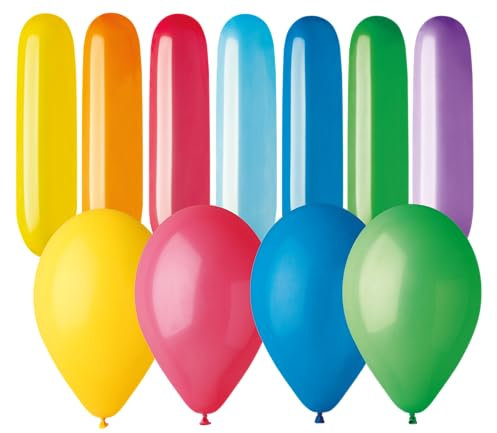 50 Luftballons bunt sortiert, H: 35-40 cm / 16 inch; 13-15 cm / 6 inch