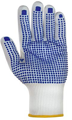 teXXor Handschuhe Feinstrickhandschuhe Nylon weiß/Blaue Noppen 8