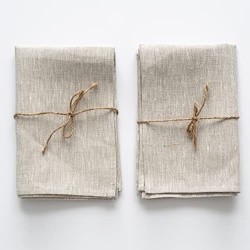Varvara Home 2 Geschirrhandtücher Leinen| Geschirrtücher aus Leinen | Geschirrtuch Reines Leinen | Küchentücher Küchenhandtücher - 2-er Pack Beige Natur