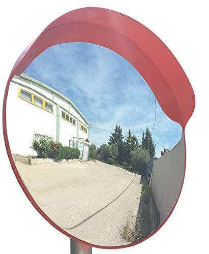 SNS SAFETY LTD Konvexer Verkehrssicherheitsspiegel für Zufahrten, Lagerhäuser, Garagen und Geschäfte, Beseitigen Sie tote Winkel, im Innen- und Außenbereich (Durchmesser 45 cm mit Masthalterung 48 mm)