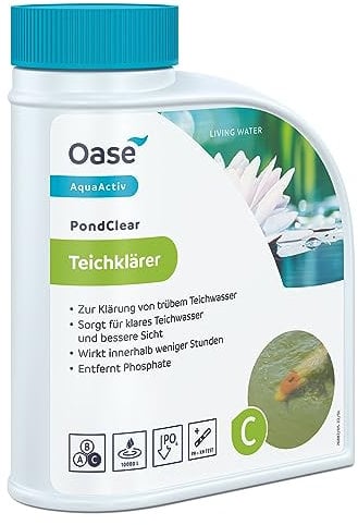 Oase 43140 AquaActiv PondClear, 500 ml - biologischer Wasserklärer, wirkt gegen feine, nicht filtrierbare Verunreinigungen sowie Phosphate und Schwermetallverbindungen in Teichen
