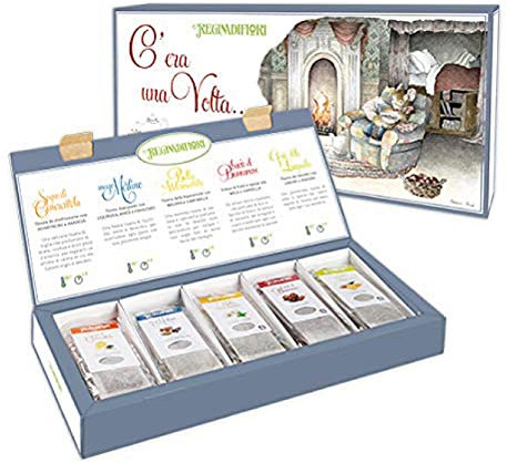 Regina di Fiori - Confezione Regalo Decorata con Infusi e Tisane. 5 Gusti Assortiti, 25 Filtri