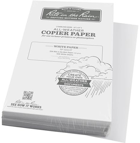 Rite In The Rain Wetterfestes Laserdrucker-Papier, Tabloid-Papier, Größe 27,9 x 43,2 cm, 32# Weiß, 500 Blatt (Nr. 321117)
