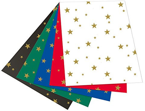 folia 5899 - Fotokarton mit Sternen farbig sortiert, 50 x 70 cm, 10 Blatt, beidseitig bedruckt - zum Basteln und kreativen Gestalten von Karten, Fensterbildern und für Scrapbooking