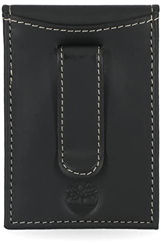 Timberland Fin en Cuir avec Poche Avant Accessoire de Voyage-Portefeuille à Deux Volets, Noir (Pince à Billets), Taille Unique Homme