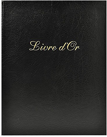 Exacompta - Réf. 4711E - 1 Livre d'or cuir Alpille - Format vertical : 27 x 22 cm - Extérieur et dos en cuir - Tranche or avec titre -140 pages unies papier vergé ivoire - Coloris : Noir
