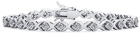 Bling Jewelry Cubic Zirkonia Formales Braut Hugs & Kisses XO AAA CZ Tennisarmband für Frauen Freundin Abschlussball Hochzeit .925 Sterlingsilber