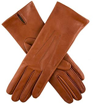 Dents Felicity Women's Silk Lined Leather Gloves COGNAC 6.5