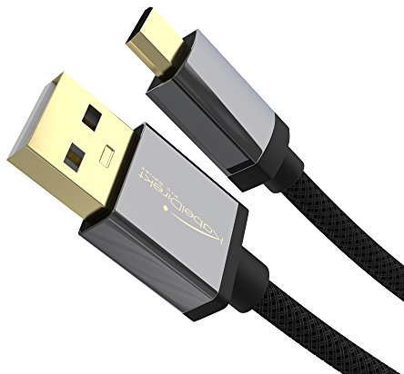 KabelDirekt – Micro USB Kabel – 1,5m (USB 2.0, Ladekabel/Datenkabel, für alle Micro-USB-Geräte, schwarzes Nylon)