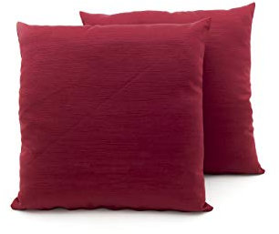 BIANCHERIAWEB Coppia Cuscini Arredo Imbottiti Tessuto Ottoman in Tinta Unita Bordeaux 27 40x40 Bordeaux 27