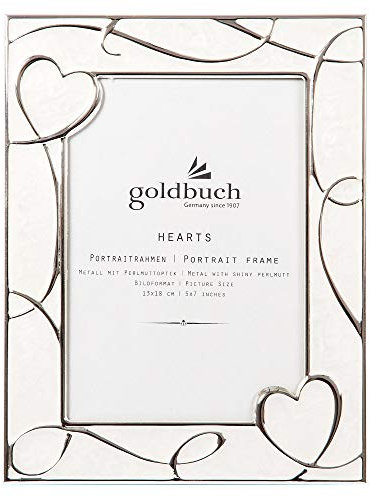 Bilderrahmen Portrait Hearts - creme/silber, für 1 Foto 13 x 18 cm