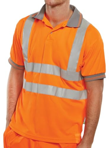 Beeswift - Short Sleeve Hi Vis Polo Shirt - Certified Orange Hi Vis Shirt - 100% Polyester T Shirt - Work Wear, Womens and Mens Workwear - Polo Shirts for Work, Reflective Clothes - Size S