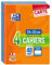 OXFORD Lot 4 Cahiers 24x32 cm Grands Carreaux Seyès 48 Pages 90gr Couverture 4 Couleurs Différentes