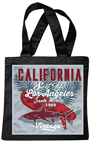 Tasche Umhängetasche CALIFORNIA WEIßER HAI LOS ANGELES HAI HAIFISCH SHARK ATTACK WEIßER HAI KATZENHAI SANDHAI TIGERHAI Einkaufstasche Schulbeutel Turnbeutel in Schwarz