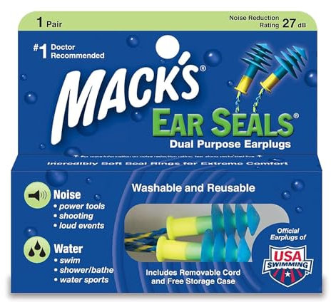 Mack's Unisex's Seals - Tappi per le orecchie (1 paio), colore: Blu/Giallo